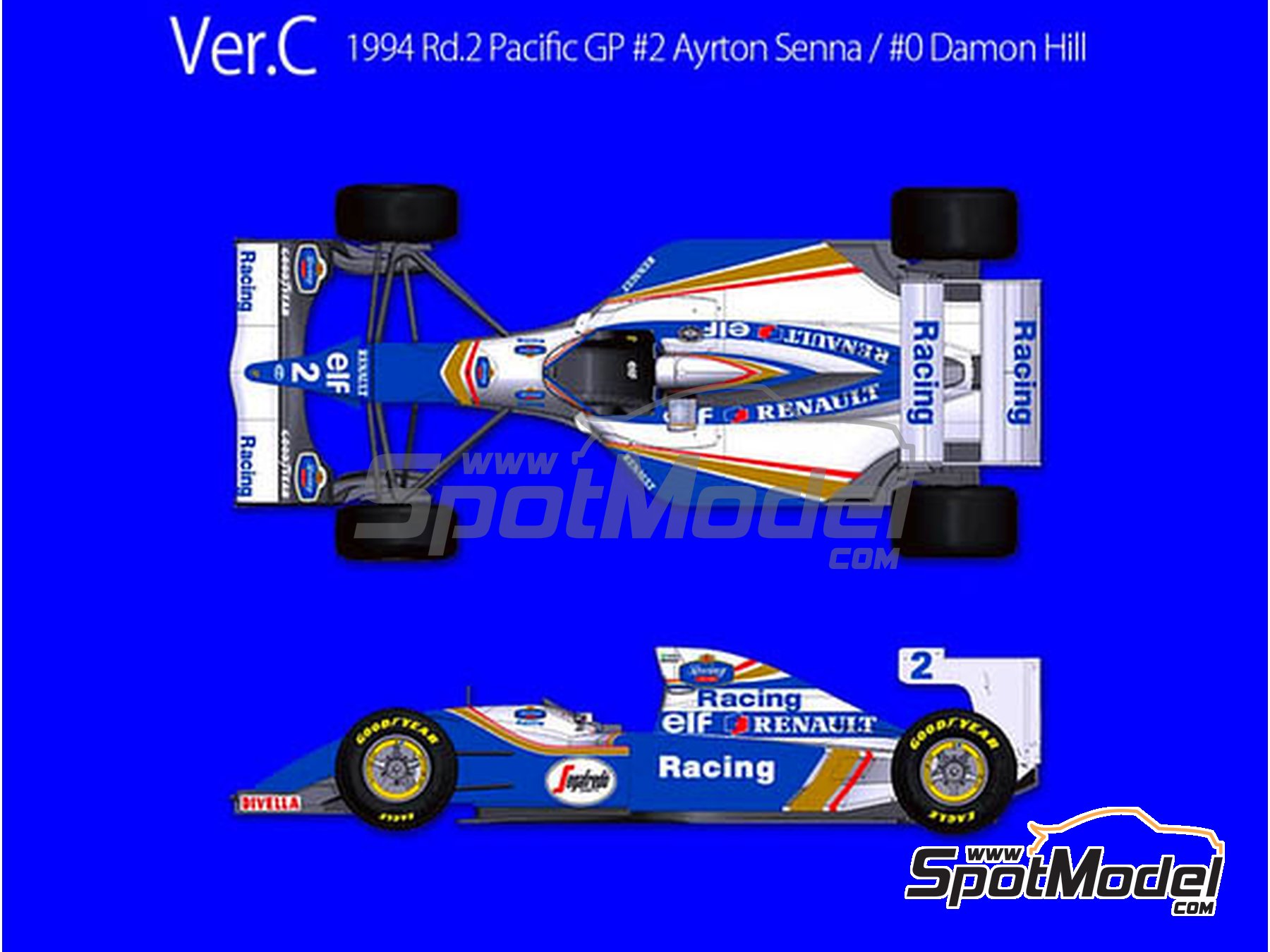 Williams Renault FW16 Williams Grand Prix Engineering Team sponsored by  Rothmans - Pacific Formula 1 Grand Prix 1994. Car scale model kit in 1/43  scal